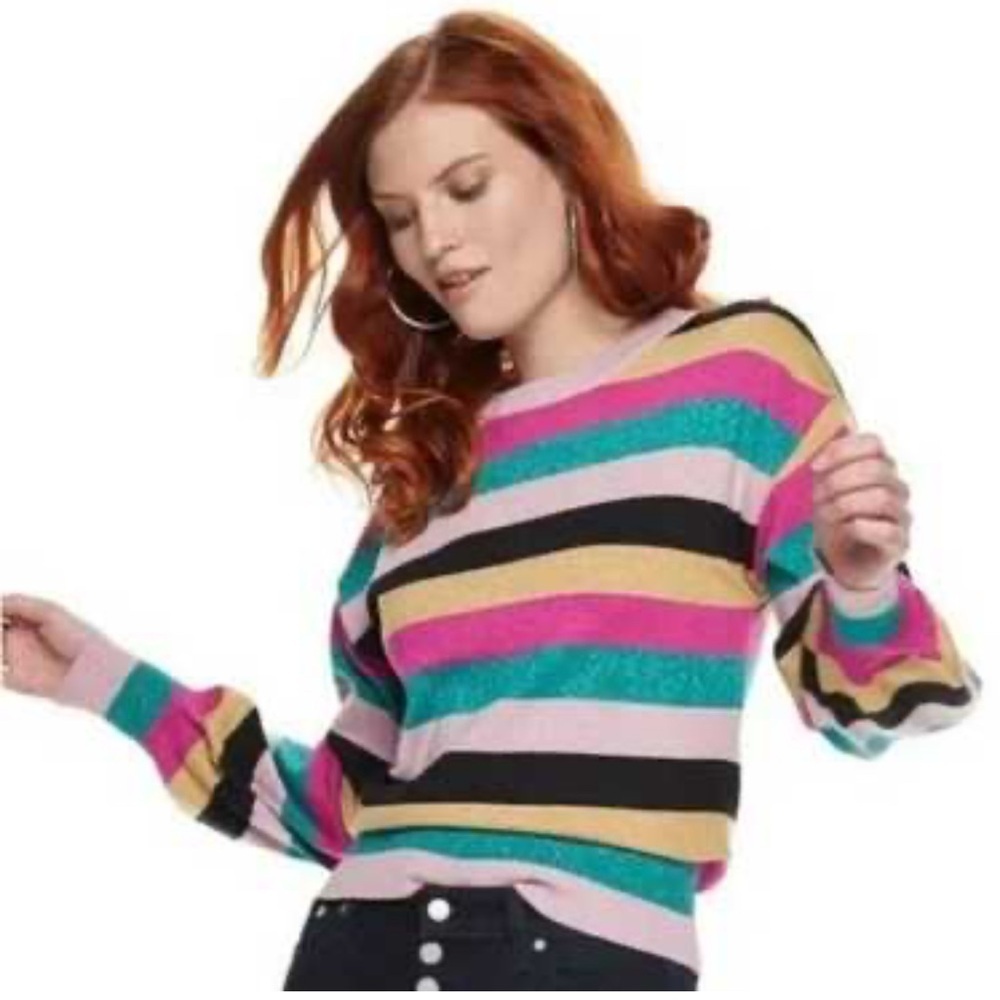 Nine West Vibrant Colorful Striped Sweater